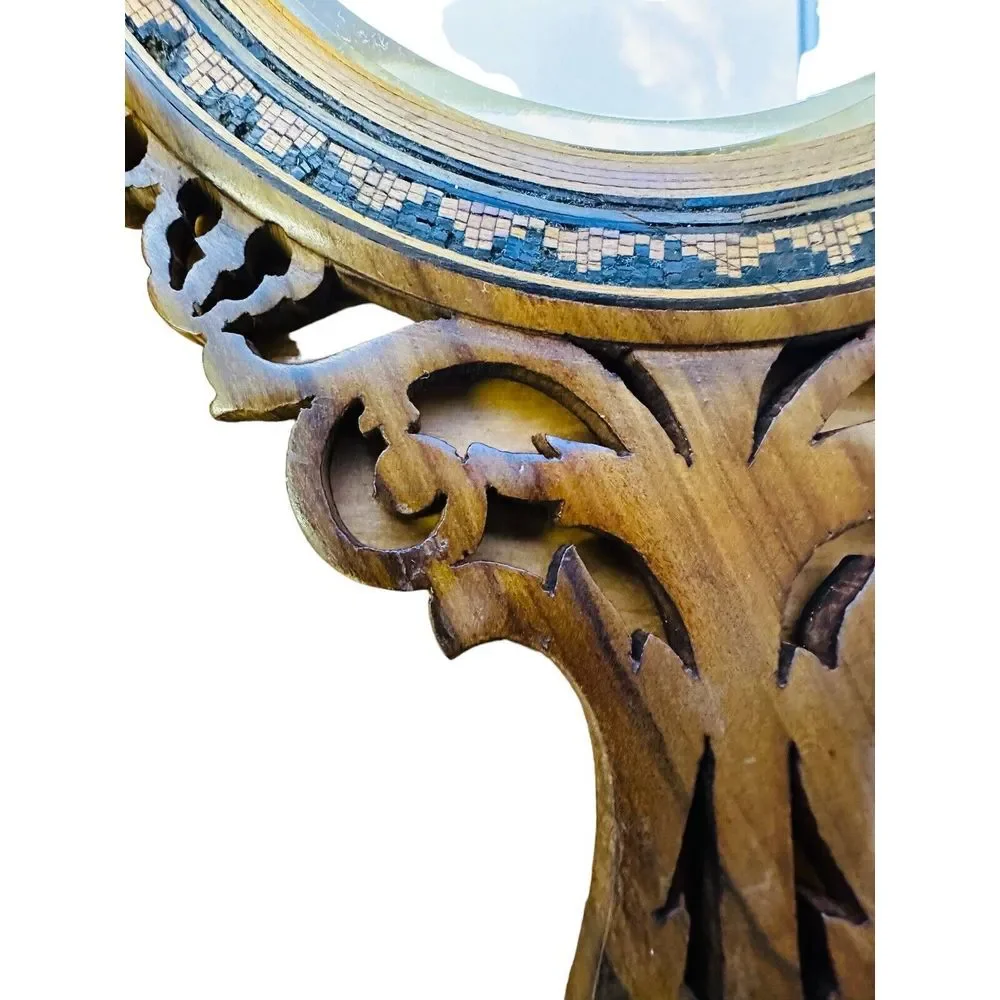 Antique‎ Italian Inlaid On Both Sides Hand-Carved Parquetry Mirror